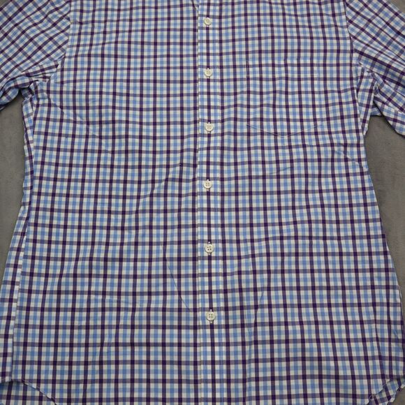 J Crew Shirt Mens L 16 16.5 Purple Plaid Thompson Long Sleeve Button Up Dress - Picture 11 of 16